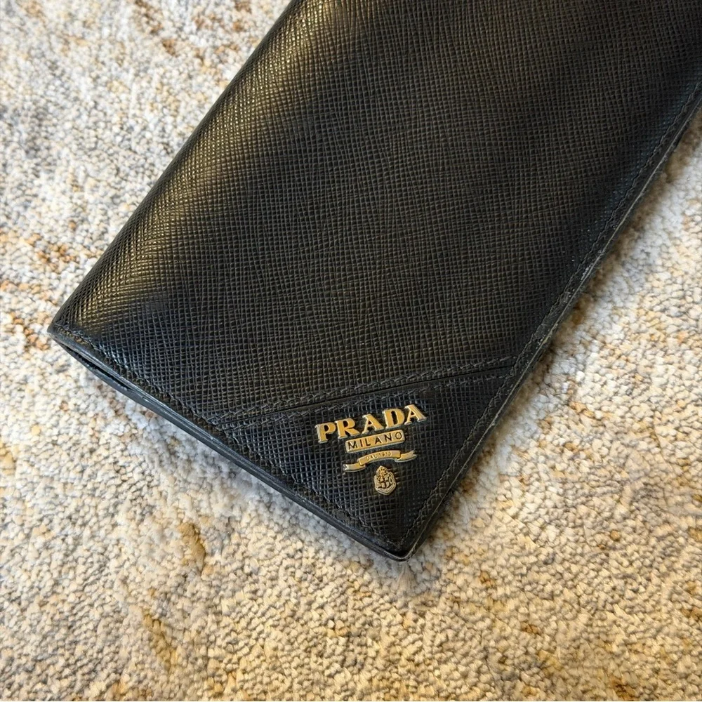 PRADA BLACK SAFFIANO LEATHER LONG WALLET - Picture 6 of 7